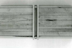 Schrank, Ahorn gehobelt, Füllung, Ulme sägerauh, Maße ca. 60 × 160 × 25 cm³, 1998